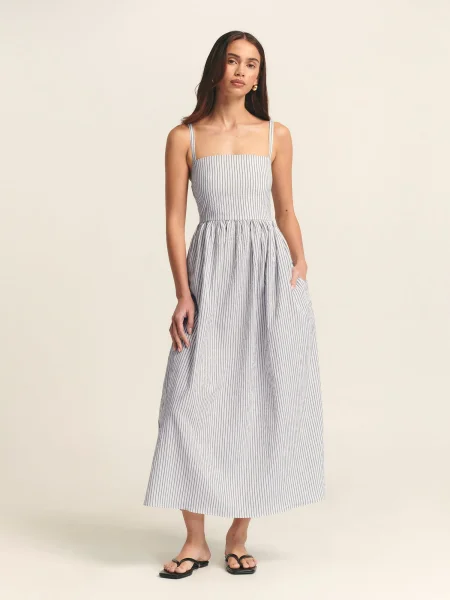 St MRLO Rochie bleumarin alb