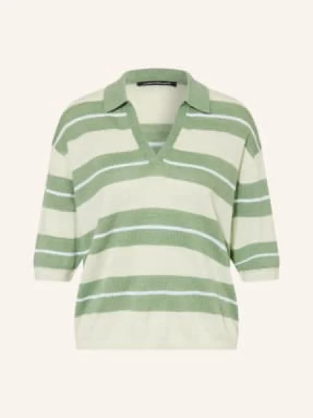 Luisa Cerano Pletené Polo Tričko Z Lnu zelená / světle zelená bílá