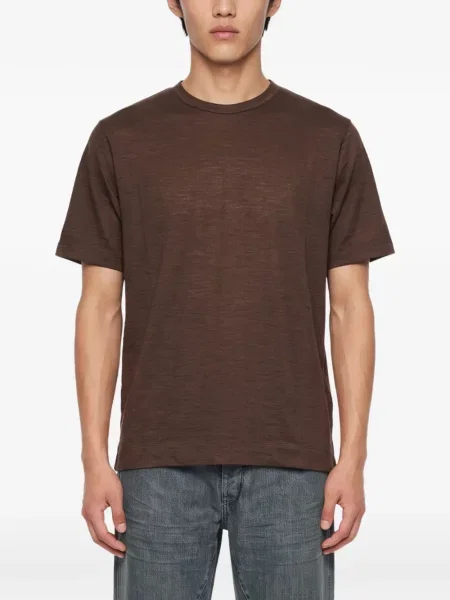 Tricou Manifatture Del Nord cu decolteu rotund maro