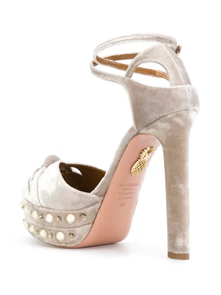 Sandale Aquazzura cu perle gri