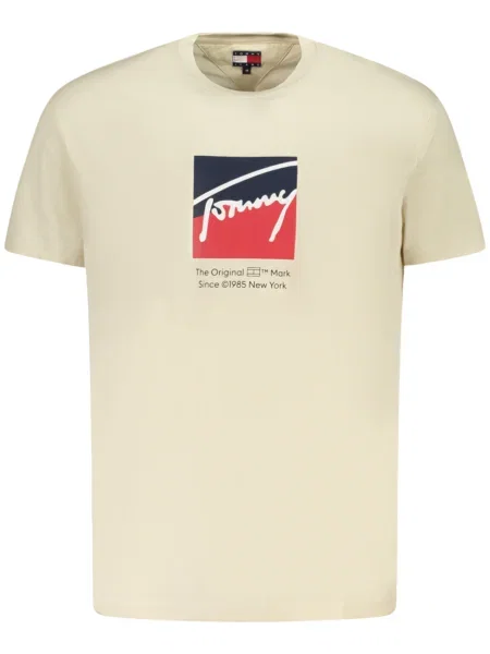 Тениска Tommy Jeans с принт бежово