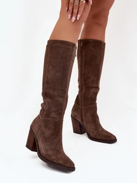 Semišové kozačky Zazoo hnědé