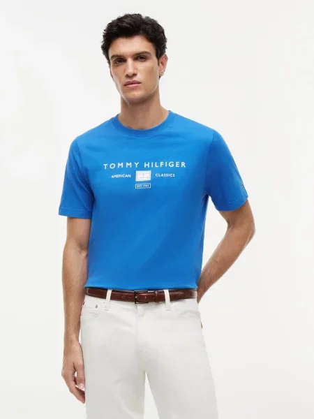 Tommy Hilfiger Koszulka Mężczyźni jednolity S niebieski