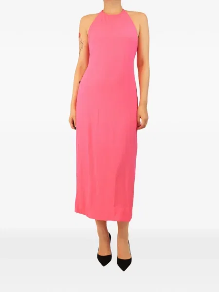Rochie midi Three Graces cu legături cu gât halter roz