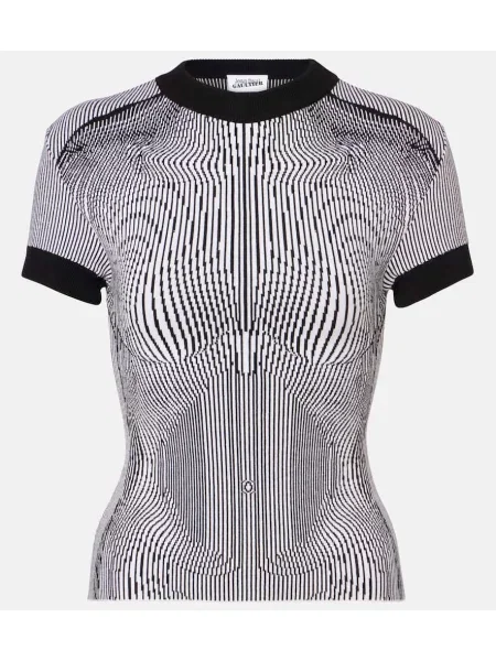 Top Jean Paul Gaultier cu dungi din jerseu negru