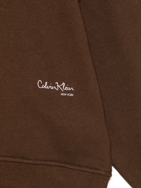 Bluza z kapturem dziecięca Calvin Klein brązowa