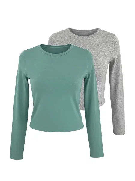 Studioselect Tricou Branka amestecat / verde smarald gri