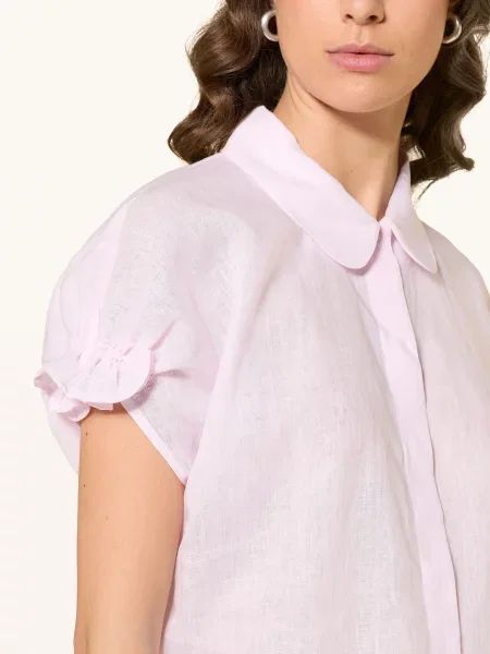 Émanou Bluzka Daria Z Lnu Z Falbanami rosa różowa