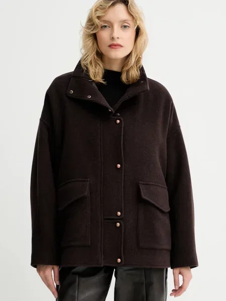 Sessun palton din lână maro