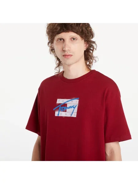 Тениска Tommy Jeans с принт бордо