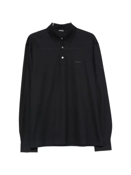 Lung tricou polo Zegna albastru