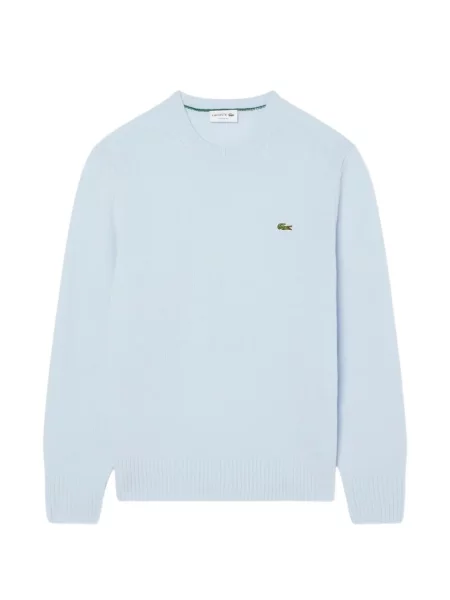 Pulover Lacoste de lână cu decolteu rotund albastru