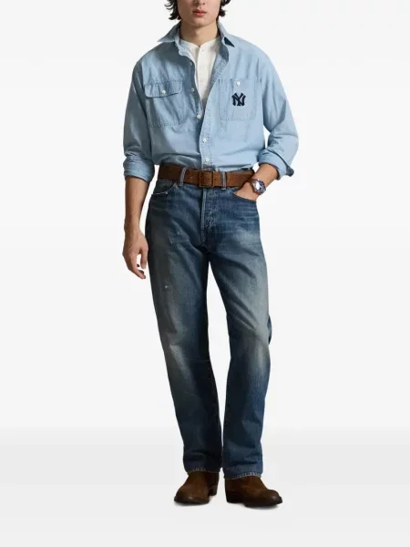 Șapcă Polo Ralph Lauren cu decolteu în V cu autograf în carouri albastru