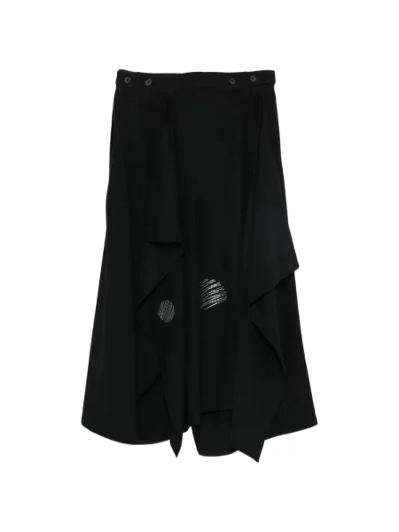 Панталон Yohji Yamamoto бродирани с драперии черно