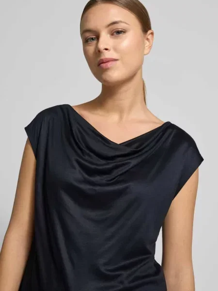 Bluzka bez rękawów o kroju regular fit z czystej S.oliver Black Label czarna