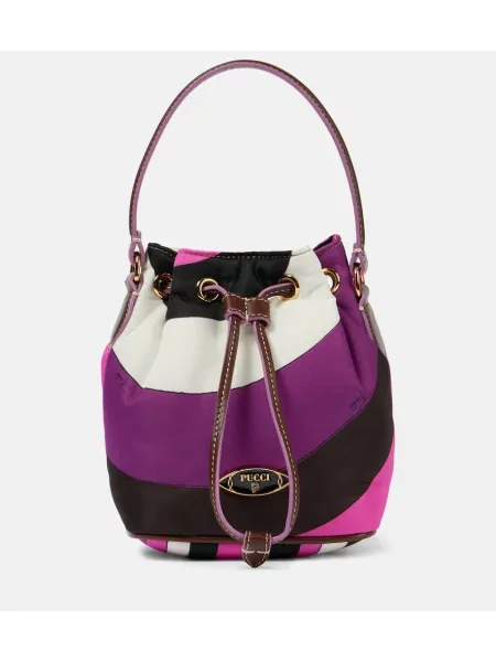 Geantă bucket Pucci din canvas roz