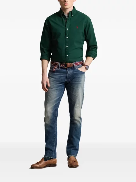 Tricou polo Polo Ralph Lauren cu glugă cu blană cu broderie roșu