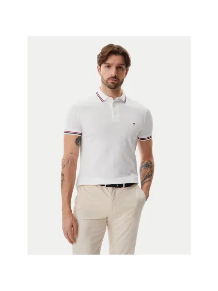 Tommy Hilfiger Polo majica Tipped Slim Fit bela