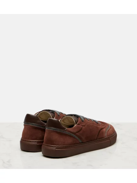 Sneakerși Brunello Cucinelli din piele de căprioară maro