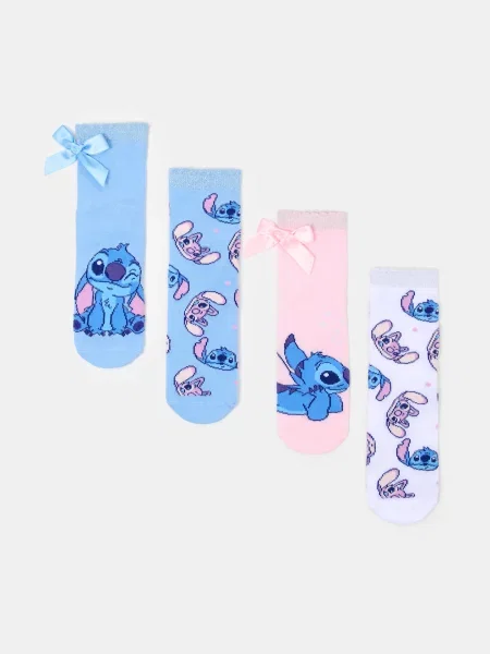 Sinsay ponožky s ozdobnými mašličkami 4 pack Stitch vícebarevná