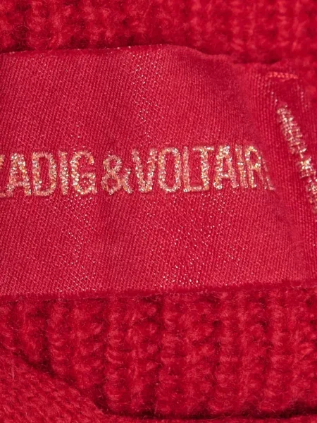 Pulover Zadig&voltaire cu șireturi din dantelă roșu