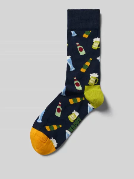Skarpety z nadruk z logo model Beer' Happy Socks granatowe