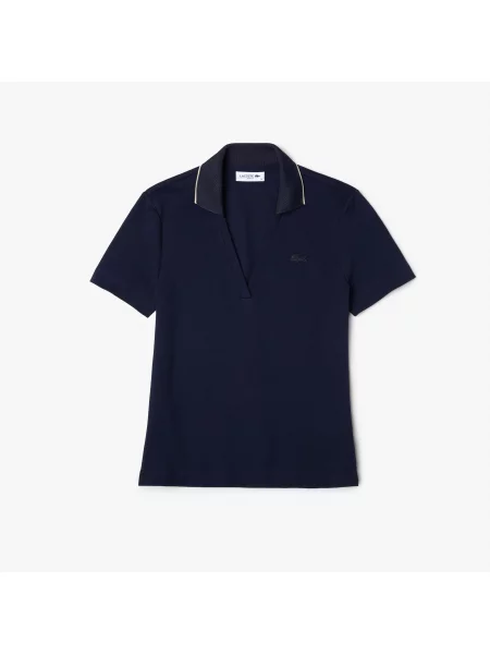 Lacoste Koszulka Polo Z Dekoltem V Slim Fit granatowa