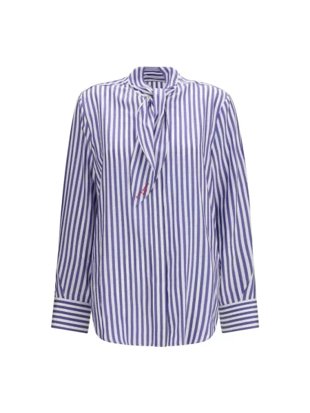 Koszula Givenchy z kokardką w paski niebieska