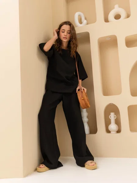 Лляні Штани палаццо Seventeen чорний