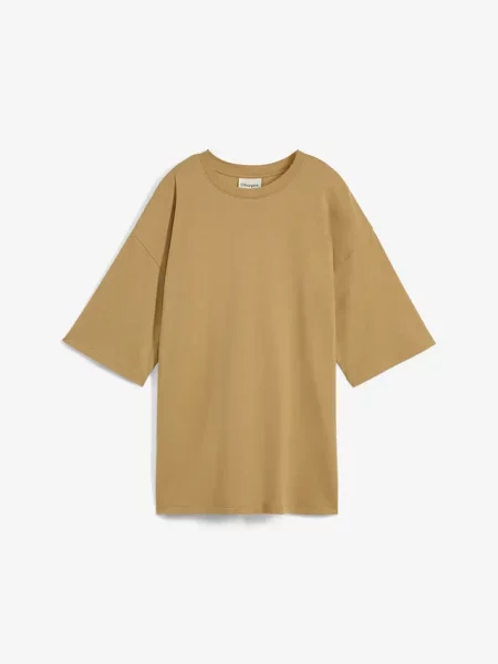 Długi T-shirt z dzianiny interlock brązowa
