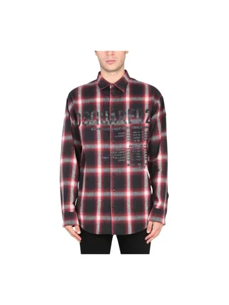 Koszula Dsquared2 w kratkę z nadrukiem flanelowa