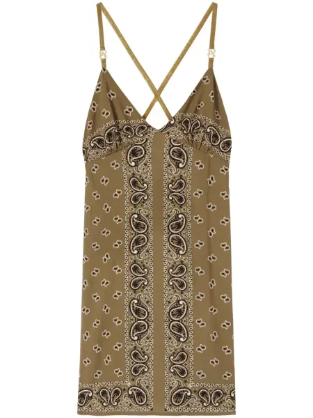 Rochie Palm Angels cu imagine cu model paisley de costum verde