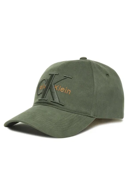Calvin Klein Шапка с козирка Large Monologo зелен