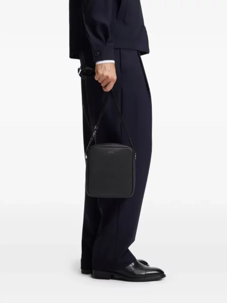 Crossbody torba Boss s autogramom crna