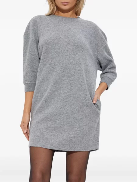 Rochie midi Max Mara cu mâneci trei sferturi până la genunchi de costum gri