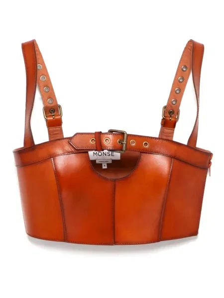 Top Monse skórzany brązowy