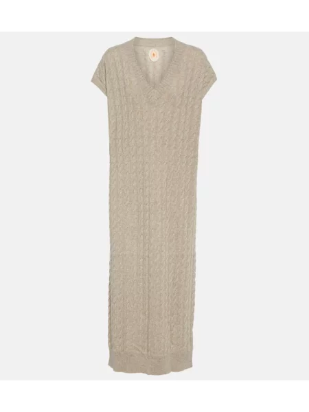 Sukienka Jardin Des Orangers z kaszmiru garniturowa beżowa