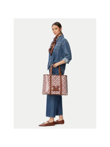 Shopperka Max Mara skórzana beżowa