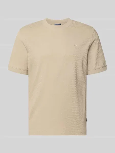 T-shirt o kroju regular fit z fakturowanym wzorem model Tangur' Joop! Collection beżowa