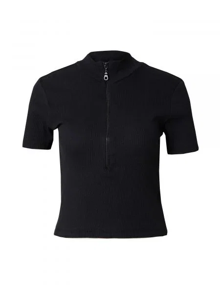 Tricou Trendyol tricotate cu guler de stand-up negru