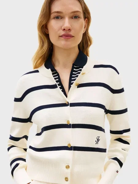 Кардиган Tommy Hilfiger в полоску белый