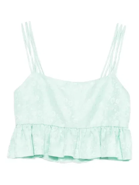 Top Sandro cu model floral cu volane verde