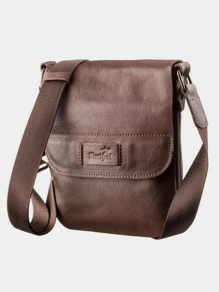 Кожаная сумка через плечо Shvigel коричневая