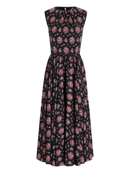 Rochie midi Dolce & Gabbana cu model floral până la genunchi de costum negru