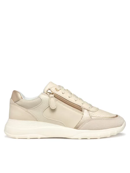 Lniane sneakersy Geox beżowe