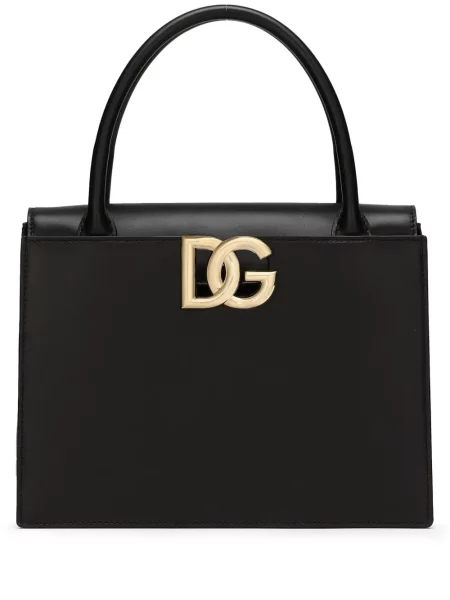 Кожена кожена чанта Dolce & Gabbana черно
