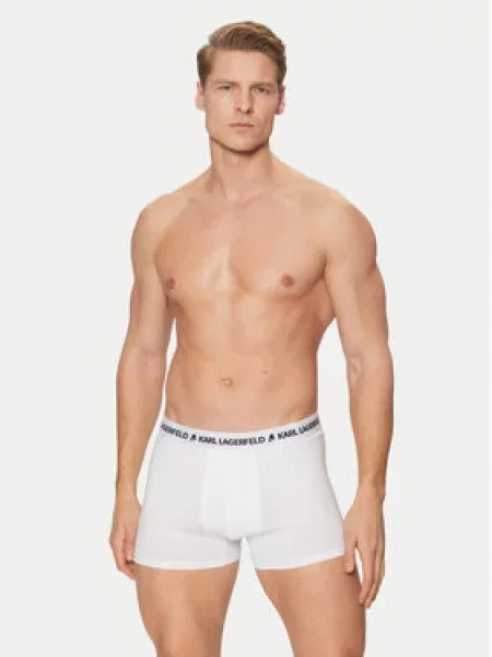 Boxerky KARL LAGERFELD Logo Trunk 3 páry white bílé