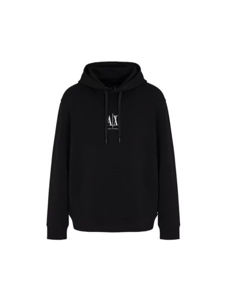 Bluza z kapturem Armani Exchange z kapturem czarna