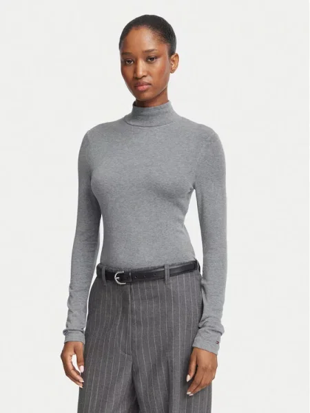 Tommy Hilfiger majica dugih rukava ženska s vunom siva