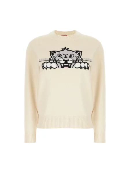 Sweter Kenzo w tygrysie prążki beżowy